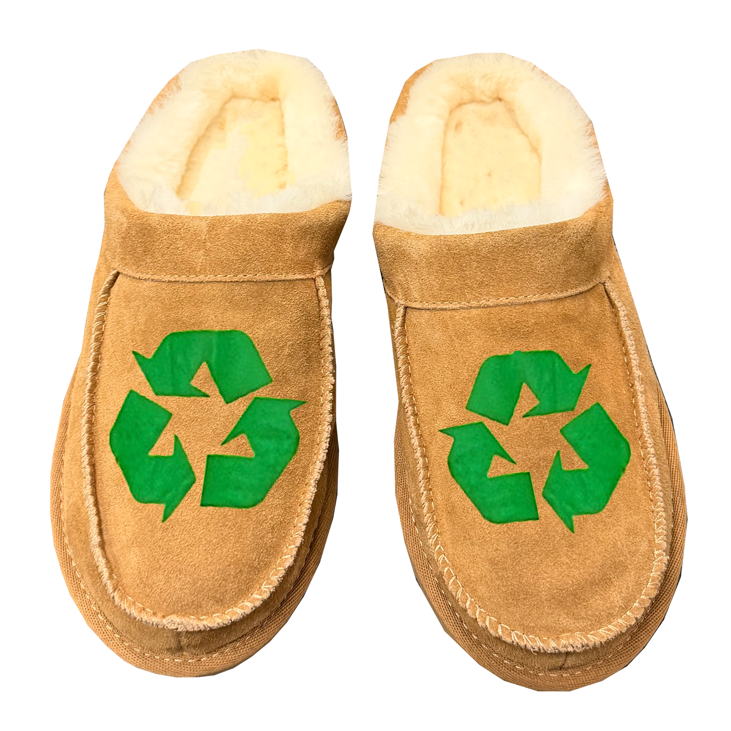fur slippers - tan